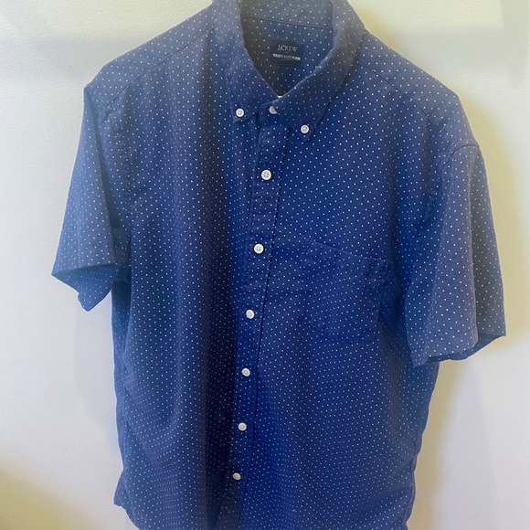 J Crew Factory - Large | Navy | Short Sleeve Seersucker Shirt - Picture 1 of 4